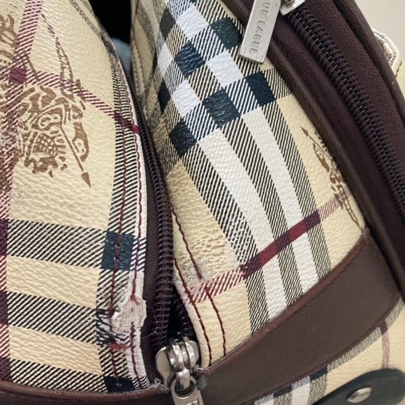 RARE Burberry Haymarket Rolling Luggage Travel Bag Weekender - Picture 9 of 15